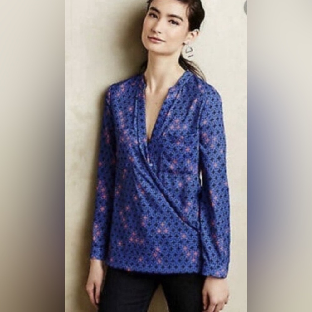 Maeve EVA faux wrap blouse